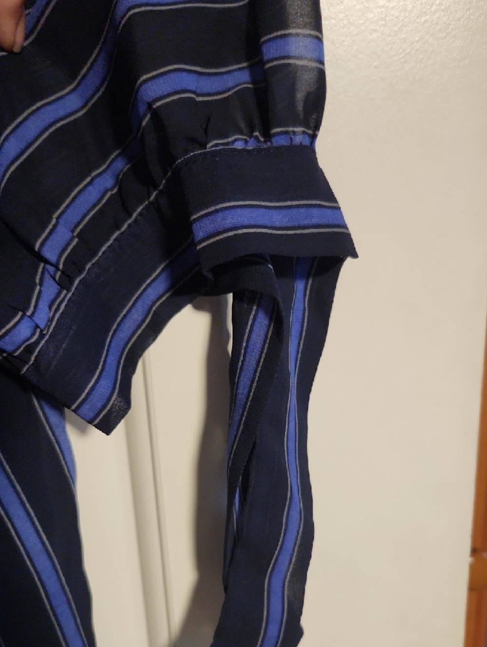 Westport Navy Blouse with Blue Vertical Stripes - Picture 3 of 3